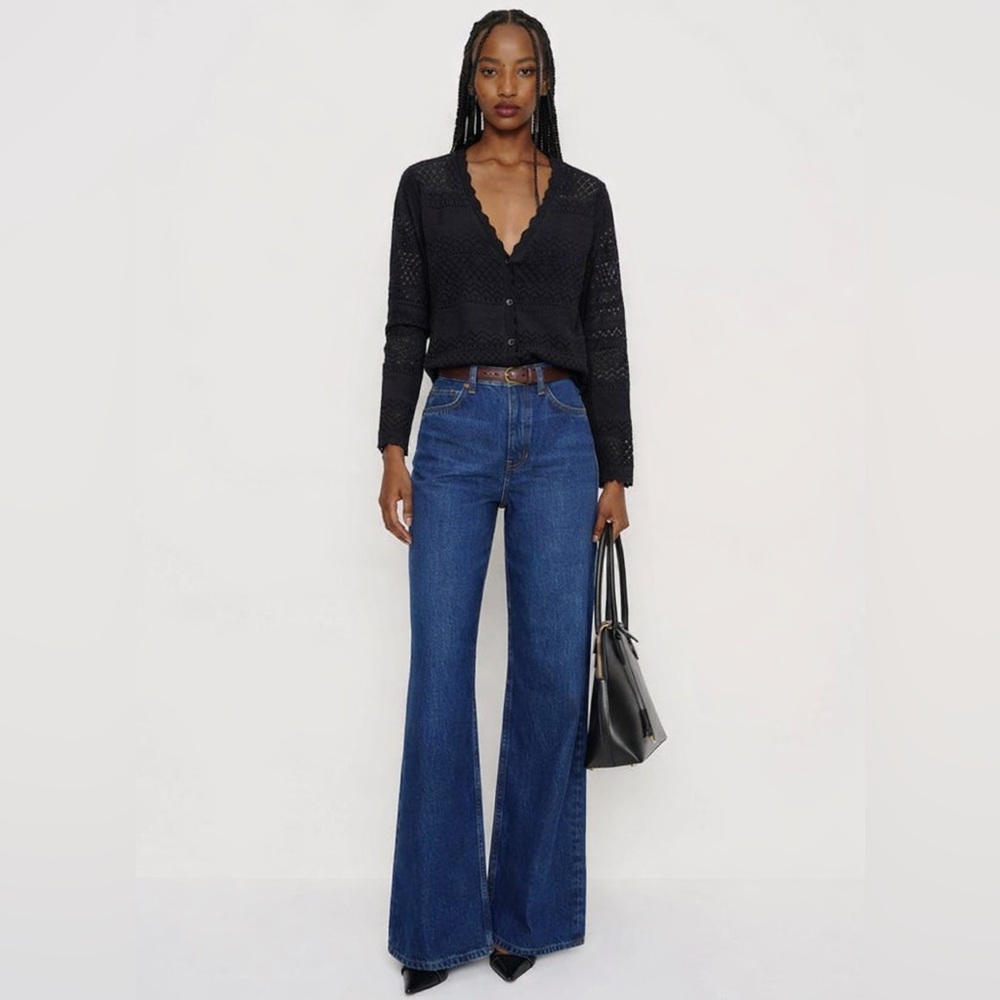 Frye Black Cropped Knit Cardigan